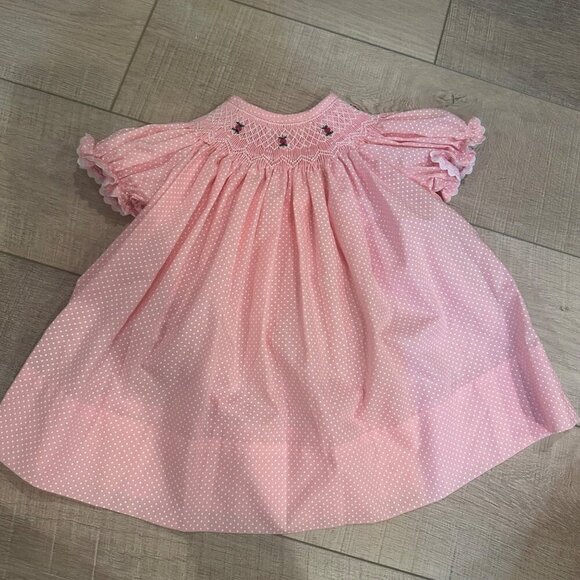SMOCKED FROCKS GIRLS SIZE 3M SMOCKED PINK DRESS - Picture 1 of 7